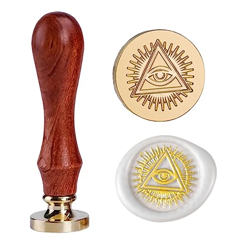 Illuminati Böses Auge Wachs Stempel Wiccan Wachs Stempel All-Seeing Eye Sealing Metall Kopf Auge der Vorsehung Sealing Wachs Stempel mit Holzgriff von Ychostamp