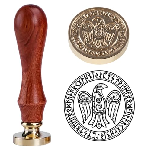 Odins Raven Viking Rune Vegvisir Wachssiegel Stamp Krone Viking Rune Sealing Wachs Stamp für Briefversiegelung Benutzerdefinierte Hochzeit Einladung Verpackung von Ychostamp