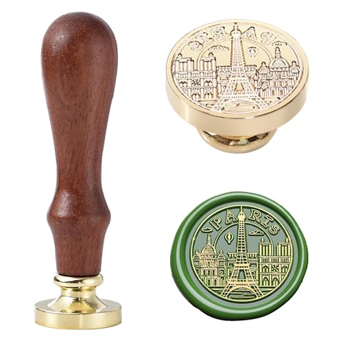 Ychostamp Paris Wachssiegelstempel Eiffelturm & Stadt Siegelwachsstempel Französisches Wahrzeichen Design mit gewölbtem Paris Text Stadt Souvenir Siegel für Journale, Briefe von Ychostamp