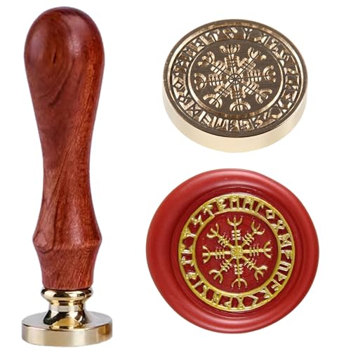 Ychostamp Viking Rune Vegvisir Wax Seal Stamp benutzerdefinierte Viking Rune Sealing Wachs-Stempel Vegvisir Wachs-Stempel personalisierte Stempel für Hochzeitseinladung von Ychostamp