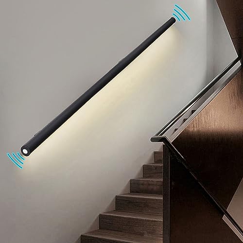 Yclty Väggled med Rörelsesensorljus, Räcke Med LED Ljus, Robust Säkerhetstrappa Ledstång för Inomhustrappor, Mattsvart (Size : Left-67 (170cm)) von Yclty