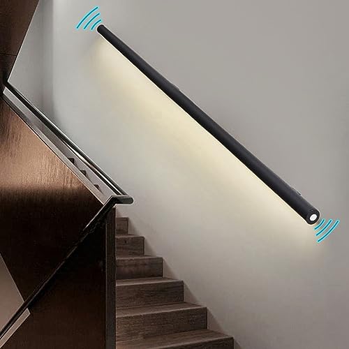 Yclty Väggled med Rörelsesensorljus, Räcke Med LED Ljus, Robust Säkerhetstrappa Ledstång för Inomhustrappor, Mattsvart (Size : Right-78 (200cm)) von Yclty