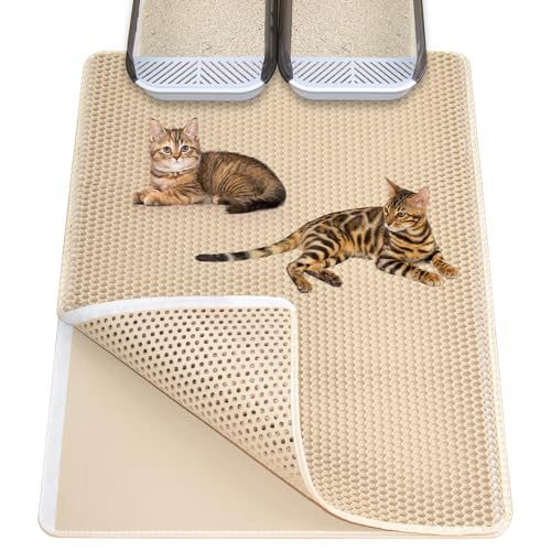 Ycozy Katzenklo Matte XL 90 x 60 cm EVA Katzenstreu Matte Doppelte Schichte Waben Katzenmatte Katzenklo Wasserdichte Leicht zu Reinigen von Ycozy