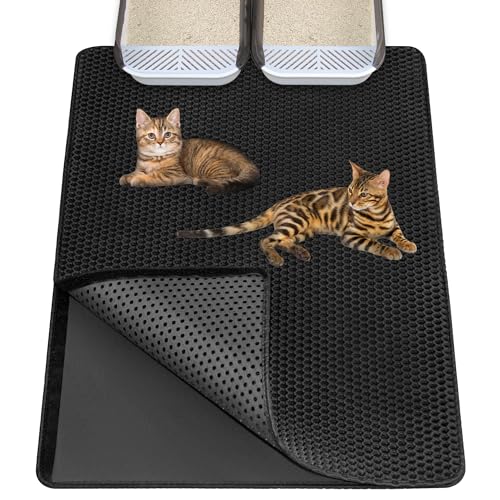 Ycozy Katzenklo Matte XL 90 x 60 cm EVA Katzenstreu Matte Doppelte Schichte Waben Katzenmatte Katzenklo Wasserdichte Leicht zu Reinigen von Ycozy