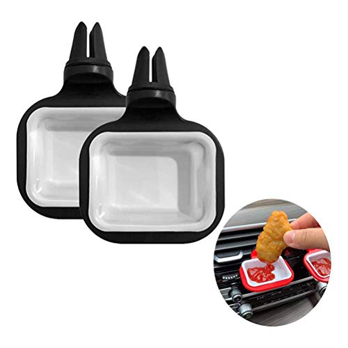 Auto-Saucenhalter, 2-teiliges Dip-Clip-Set, Mini-Ketchup-Dip-Becher, Dip-Clip, Sch¨¹ssel, Tellerhalter f¨¹r Tomatensauce Salz Essig Zucker Gew¨¹rze (Schwarz) von Yctze