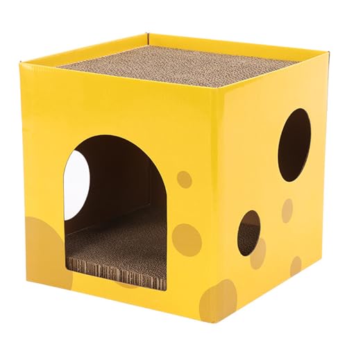 Cheese Box Cat Scratch House Cardboard Design mit Interaktiven Löchern Zum Spielen und Ruhe von Yctze