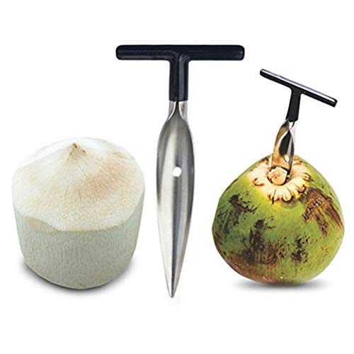 Kokosnuss-Öffner-Werkzeug-Set, Langlebiger Kokosnuss-Öffner, Lebensmittelecht, Kokoswasser-Öffner, Edelstahl-Kokosnuss-Flaschenöffner für Kokosnuss (BLACK) von Yctze