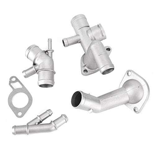 Kühlmittel-Flansch-Kit, Yctze 4Pcs / Set Aluminium-Motorkühlmittelschlauch-Flansch-Kit Ersatz für Mk4 1.8T 2000-2005 06A121132A von Yctze