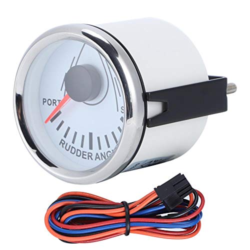 Rudder Gauge - 52 Mm Universalboot Ruderwinkelanzeige 0-190 Ohm Signal Mit Rudersensor 9-32 V Hintergrundbeleuchtung Bootszubehör Ersatz Für Bootsjacht(Weißes Zifferblatt Silberabdeckung) von Yctze
