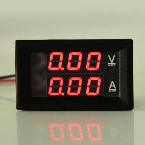 Yctze 0-100V 50A/10A Voltmeter Amperemetermesser - Dual LED -Panel Genaue Überwachung (Schriftbeleuchtung Red 10a) von Yctze