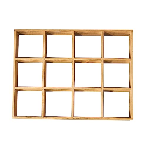 Yctze 12 Gitter Holz Actionfigur Display Regal - Retro -Kompakt für Schlafzimmer Wohnzimmerstudiumdekoration (Ohne Rückplatte) von Yctze