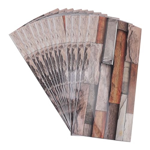 Yctze 12pcs Retro Backsteineffekt Fliesen Wandaufkleber Selbstklebend PVC für Wohnzimmer Schlafzimmer und Bürodekoration (FG-L05) von Yctze