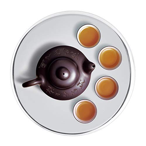 Yctze 28 cm Edelstahl Roundschale - Vielseitiges Servierschale für Tee, Snacks und Getränke - Elegantes Spiegelpoliertes Finish für Zuhause und Kommerzielle Nutzung (großes rundes Tablett Silber) von Yctze