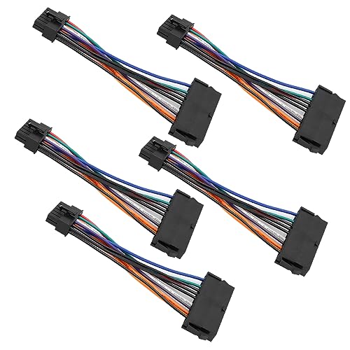Yctze 5 Stück 24-poliger auf 12-poliger ATX-Netzadapter, Stromkabel-Adapter, ATX 24-poliger auf 12-poliger Kabel-Konverter, 15 cm PVC-Kupfer für Desktop-Computer, Netzkabel-Adapter, von Yctze