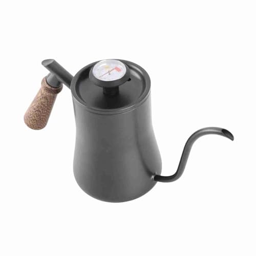 Yctze 550 Ml Schwanenhalskaffeekessel mit Thermometer - Präzision über die Kaffeemaschine für Hausbrauen, Ergonomisches Design, Edelstahlkonstruktion (Schwarz (Thermometer)) von Yctze