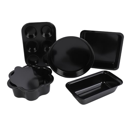 Yctze 6-teiliger Loser Bottom Backware-Set-Nicht-Stick-Backformen für Muffins, und Pizza (BLACK) von Yctze