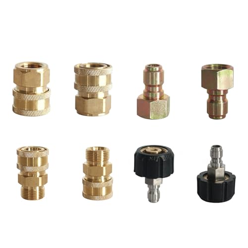 Yctze 8 Stück Hochdruck Reiniger Schnell Verbindungs Sets Messing Adapter Sets 3/8 Zoll Schnell Abklemm Kupplung mit Leck Verbindung für Auto Wasch Reinigungs Aufgaben von Yctze