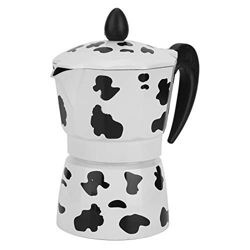 Yctze Aluminium Kaffeekanne Kessel Moka Kaffeemaschine für Zuhause und Büro - Milchkuh Design, 3/6/9 Tasse Kapazität (3 Tassen Kuhmilchfarbe 150 ml) von Yctze