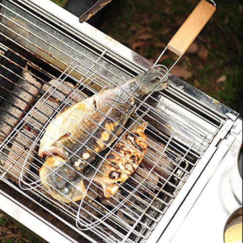 Yctze BBQ-Grillkorb aus Edelstahl mit Antihaft-Griff für Fisch und Fleisch, Geeignet für Barbecue-Ofen und Grill von Yctze