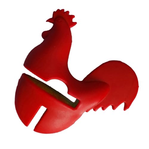 Yctze Charming Kitchen Rooster Pot Clamp/Holder - Weicher Elastischer Silikonclip für Töpfe und Pfannen, Vielseitiges Küchenzubehör mit Einzigartigem Rooster -Design (Rot) von Yctze