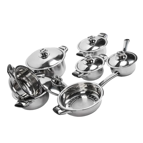 Yctze Edelstahl -Kochgeschirrset mit Gleichmäßiger Wärmeleitung - Vielseitige Töpfe und Pfannen Zum Kochen zu Hause von Yctze