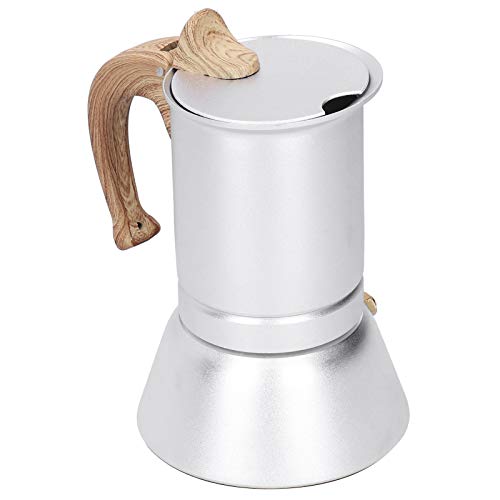 Yctze Edelstahl Moka -Topf -Kaffeemaschine 150 Ml Induktionsherd Kompatibler Kaffeekanne für das Hausgebäude, Ergonomisches Design mit Hitzebeständigem Griff von Yctze