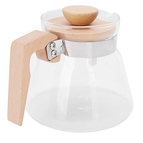 Yctze Gießen Sie über die Kaffeemaschine 600 Ml Glas Kaffee -Kaffee -Topf mit Holzgriff für Zuhause und Bürobrauen von Yctze