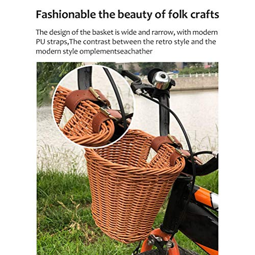 Yctze Handgewebter Fahrradkorb-Plastik-Rattan-Lenkerlager für Kinderabenteuer (Tee) von Yctze