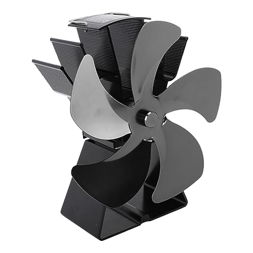 Yctze Holzofenlüfter 5 Klingen Angetriebener Thermischer Lüfter für eine Effiziente Warme Zirkulation zu Hause, Camping oder Draußen (BLACK) von Yctze