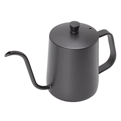 Yctze Langer Schmaler Schwarzer Edelstahlkaffeekessel - Rostfester Kleiner Guss über Wasserkocher mit Ultra -Schmaler Ausstrich für Präzisionsbrauen (600 ml) von Yctze