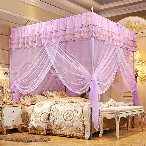 Yctze Luxusprinzessin Vier Ecke Post Bett Vorhang Baldachin Mückennetz - Elegante Bettwäschelösung für EIN Mückenfreies Schlafzimmer (120 * 200 * 200) von Yctze