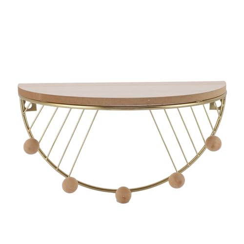 Yctze Moderne Fächerförmige Wandregale mit Haken - Stilvolle Eisenkunst Schwimmende Aufbewahrungslösung für Wohnzimmer, Schlafzimmer und Lernräume (Gold) von Yctze