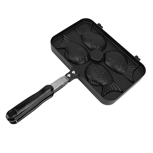 Yctze Nicht-Stick-Taiyaki-Frypan mit 4 Gittern-Aluminiumlegierung Waffelmacher mit Anti-Scenen-Griff für Fischförmige Kuchen und Waffeln, Ideal für Innen- und Außenveranstaltungen Yctze Nicht-Stick-Taiyaki-Frypan mit 4 Gittern-Aluminiumlegierung Waffelmacher mit Anti-Scenen-Griff für Fischförmige Kuchen und Waffeln, Ideal für Innen- und Außenveranstaltungen von Yctze