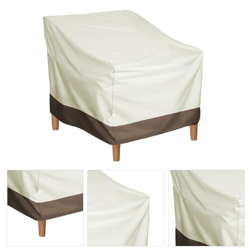 Yctze Patio Chair Cover Duty Outdoor Möbel Deckung Oxford Stoff für Gartenstühle und Schaukelstühle (Beige mit Kaffeefarbe) von Yctze