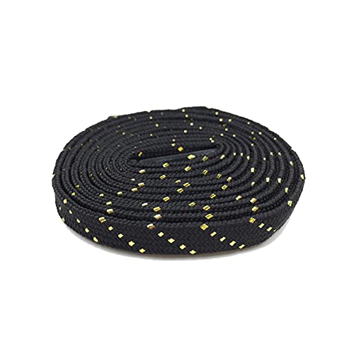 1 Paar flache Schnürsenkel Glitter Schwarz/Weiß/Gold Schnürsenkel, Schwarzes Gold, 120cm von Ycxydr