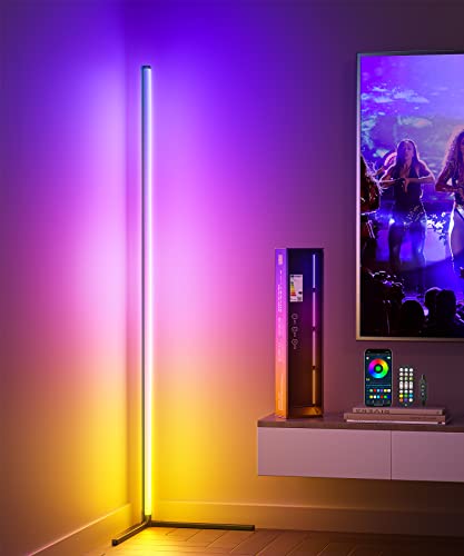 Ydene LED Stehlampe Wohnzimmer Dimmbar Stehleuchte 165cm RGB Standleuchte mit APP Musikmodi Farbwechsel Vier LED Stäbe Modern Ecklampe Stimmungslampe für Schlafzimmer Spielzimmer Wohnung Party Bar von Ydene