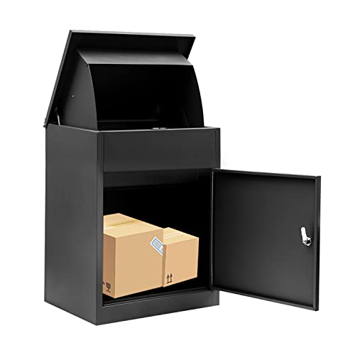 Yoocabinet Paketlieferboxen für den Außenbereich, extra großer Briefkasten für Paket, verzinkter Stahl, Paketbriefkasten, Wandmontage, abschließbar, Bordstein, Schwarz-BG002B von Ydocabinit