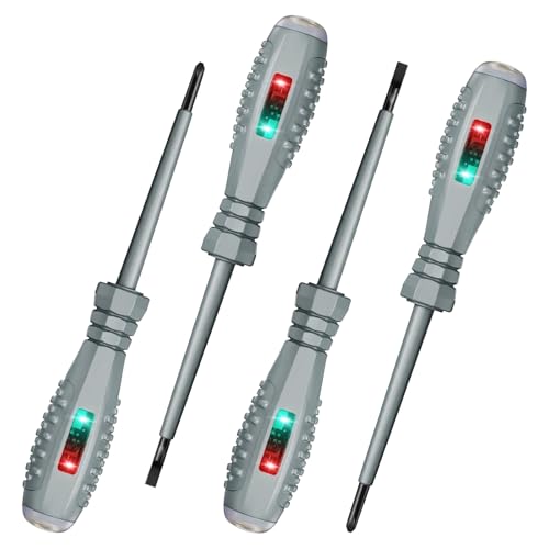 4-teiliges elektrisches Testwerkzeug, elektrischer Messstift mit Doppellicht, Spannungstester mit Schraubendreher, 2-in-1-Spannungstester-Schraubendreher-Set zum Erkennen von AC/DC-Schaltkreisen von YdseozOA