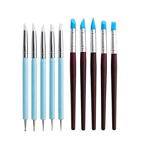 YdseozOA 10-teiliges Ton-Bildhauer-Werkzeug-Set Silikon-Gummi-Pinsel Bildhauerstift Modellierkugel Punktierwerkzeuge Töpferei Handwerk Skulptur Kuchen Fondant Dekoration Maniküre YdseozOA 10-teiliges Ton-Bildhauer-Werkzeug-Set Silikon-Gummi-Pinsel Bildhauerstift Modellierkugel Punktierwerkzeuge Töpferei Handwerk Skulptur Kuchen Fondant Dekoration Maniküre von YdseozOA