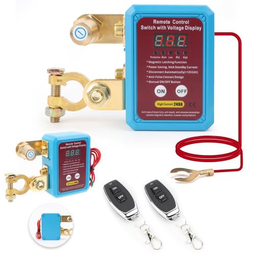 YdseozOA 12V 240A Fern-Batterietrennschalter, Autobatterie-Fern-Notausschalter gegen Diebstahl mit 2 Fernbedienungen und Digitalanzeige, automatischer Ausschalter für Auto Wohnmobil RV ATV LKW Boot von YdseozOA