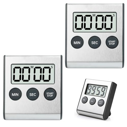 YdseozOA 2 PCS Digitaler Timer mit lautem Alarm, Digitaler Küchentimer, Küchentimer mit magnetischem Ständer und An-/Ausschalter, Eieruhr Küchenalarm zum Kochen, Lernen, Sport von YdseozOA