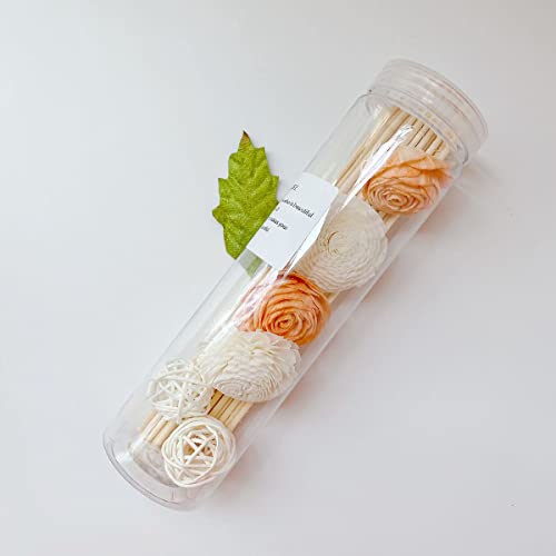 YdseozOA 36pcs Rattan Reed -Duft -Nachfüllaroma -Diffusor -Sticks mit Rattan -Bällendekorationen und Blumen -Reed -Heimbüro DIY Home Duft Dekor (Orange) von YdseozOA