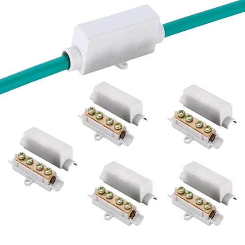 YdseozOA 5 PCS Drahtverbinder, Messingleiter Doppelschrauben ABS-Gehäuse Stoßdrahtklemmblock 1000 V 100 A Geeignet für 2,5-16 mm² Draht von YdseozOA