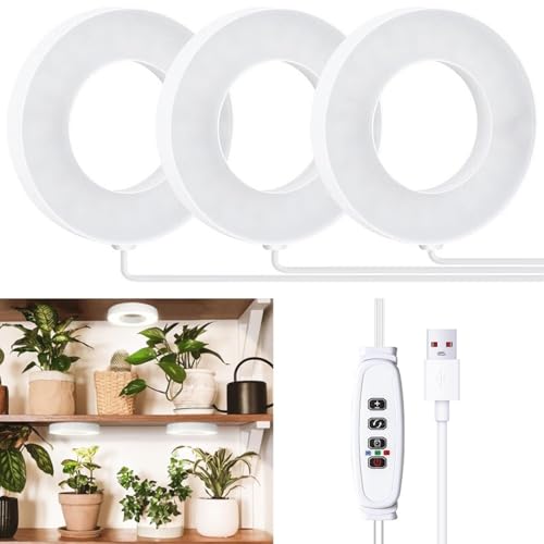 YdseozOA Pflanzenlampe LED Pflanzenlicht Vollspektrum, 3 Köpfe Pflanzenlicht10 Dimmen mit Timer 3/9/12 Stunden mit USB-Adapter, 3 Lichtmodi, Warmweiß von YdseozOA