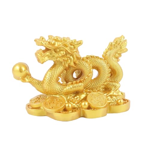 YeBon 2024 Chinesisches Neujahrs-Feng-Shui-Drachenstatue, Ornamente für Reichtum und Glückssymbol, Wohlstand, Heimbüro-Dekor von YeBon