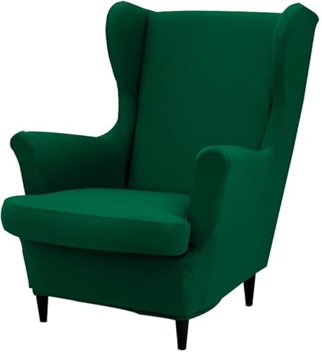 YeGang Wingback Chair Covers 2 Piece Stretch Wing Chair Slipcover, Solid Color Washable Spandex Fabric Sofa Cover Furniture Protector for Armchair Chairs Hotel Living Room Bedroom (Green) von YeGang