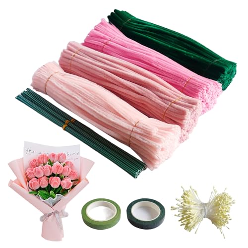 YeaHapiday 400 Stück Pfeifenputzer zum Basteln Set – Chenilledraht Bastelset Blumen mit 400 Staubblätter, 30 Blumenstiele, Geschenkpapier und Floristenband – DIY Blumenstrauß Kreatives Basteln YeaHapiday 400 Stück Pfeifenputzer zum Basteln Set – Chenilledraht Bastelset Blumen mit 400 Staubblätter, 30 Blumenstiele, Geschenkpapier und Floristenband – DIY Blumenstrauß Kreatives Basteln von YeaHapiday
