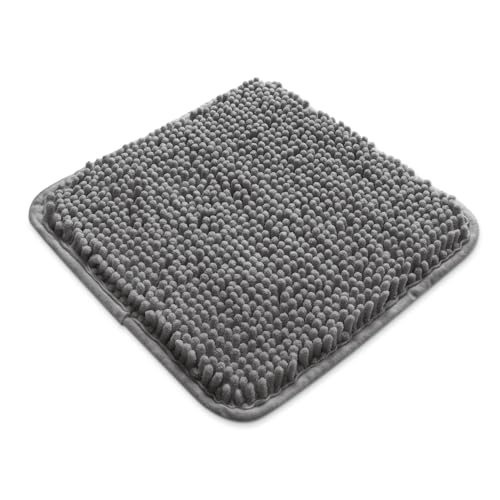 Yeaban Mini-Chenille-Teppich, 30,5 x 30,5 cm, saugfähig und waschbar, rutschfest, weicher Teppich für kleine Räume (Dunkelgrau) von Yeaban