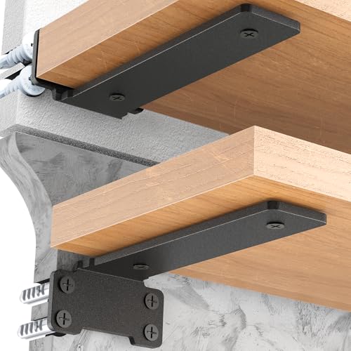 Yeabett 4 stück Regalhalterung Regalträger 30 cm, Regalwinkel Schwerlast, 75 kg Tragkraft, schwarz von Yeabett