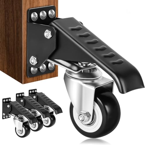 Yeabett Lenkrollen Heavy Duty, Kapazität 370KG 4er Set Stepdown-Rollen Verstellbar Polyurethan Langlebige Stahlkonstruktion von Yeabett